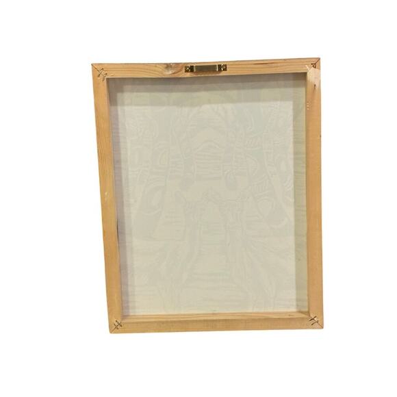 Blue Folk Art Deer Print | Whimsical Forest Scene | 14x11 Canvas Board - Picture 2 of 3